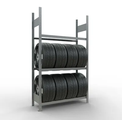 Produktbild von Schulte Reifenregal | Grundregal | HxBxT 200x115x40cm | 3 Ebenen | Fachlast 150kg | Verzinkt