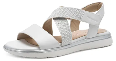 Immagine prodotto di Tamaris Comfort: sandali da donna, modello basso, in pelle, con chiusura a velcro, colore bianco