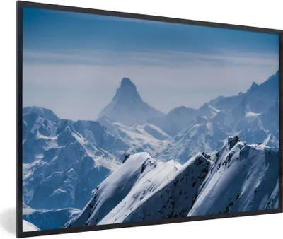 Produktbild von MuchoWow® Gerahmtes Poster Blick auf die Schweizer Berge 90x60 cm - Poster mit Schwarzem Bilderrahmen Wandposter Rahmen Foto Bilder - Fotorahmen - Foto-Plakat