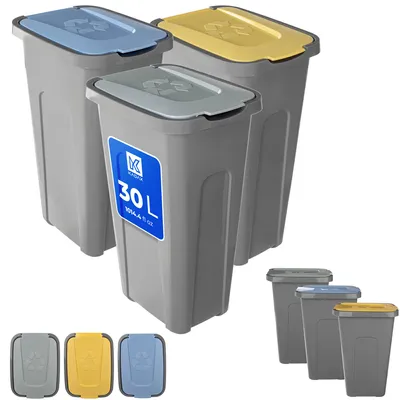 Obrázek produktu pro KADAX Odpadkový koš Odpadkový koš 30 l pro třídění odpadu Odpadkový koš 3 ks
