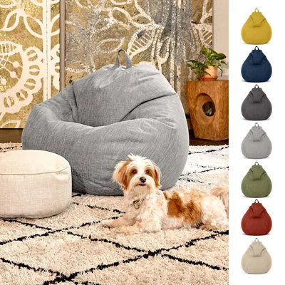 Produktbild von Green Bean® Indoor XXL Sitzsack "Home Linen" mit 300 Liter EPS Perlen Füllung kuschelig, weich, waschbar - Silber Grau