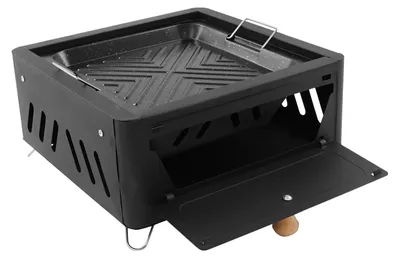 Immagine prodotto di Griglia portatile a carbone - Griglia da tavolo - Per 3-5 persone - Carbone (non incluso) - Facile da pulire - Dimensioni compatte: 30x30x15 cm - Colore: nero
