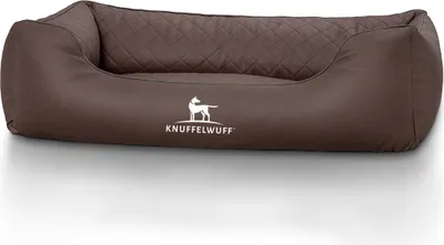 Produktbild von Cuddle Wuff Hundebett Milan, Kunstleder mit Lasernaht, XL 105 x 75cm braun