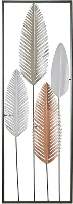 Zdjęcie produktu dla BELIANI Dekoracja ścienna srebrno-złota pióra metalowa 90 x 31 cm ozdoba styl nowoczesny