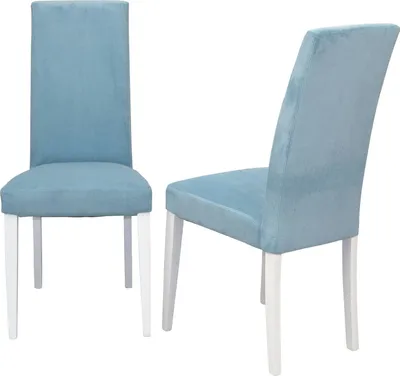 Produktbild von Polsterstuhl - Esszimmerstuhl 2er-Set Weiß/Blau