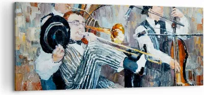 Produktbild von Bild auf Leinwand - Leinwandbild - Jazz Musik Musiker - 120x50cm - Wand Bild - Wanddeko - Leinwanddruck - Bilder - Kunstdruck - Wanddekoration - Leinwand bilder - Wandkunst - AB120x50-3422