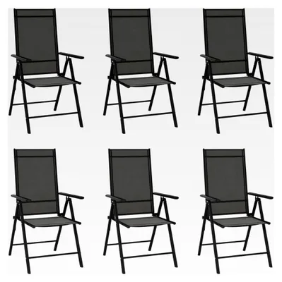 Produktbild von Klappbare Gartenstühle 6 Stück, Gartensessel, Campingstuhl, Hochlehner, Balkonstuhl, Terrassenstühle, Textilene Schwarz