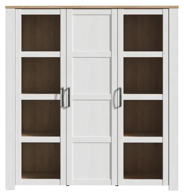 Produktbild von Stauraumvitrine >BOHOL< in Eiche Nachbildung / Sibiu - 151,1x160,6x42cm (BxHxT)
