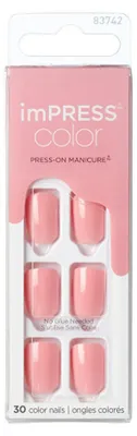 Produktbild von KISS imPRESS Color Gel Nail Kit Pretty Pink with PureFit Technology - Includes Prep Pad Mini File Cuticle Stick and 30 Fake Nails