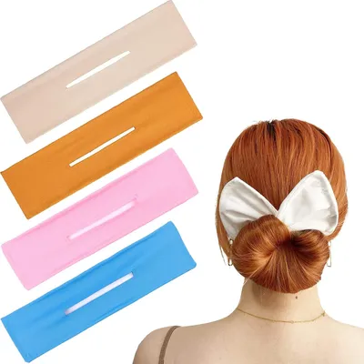 Produktbild von 4-teiliges Dutt-Set, magischer Haar-Dutt-Maker für Mädchen und Frauen, modisches Stirnband, French Twist-Dutt-Former für den Sommer, einfarbig