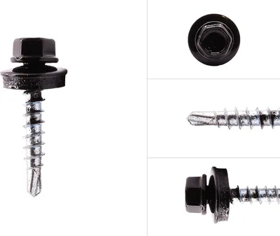 Obrázok produktu pre Samovrtné skrutky - Skrutky do strešných škridiel Pozinkované čierne R9005 4,8 x 28 mm - na 250 kusov