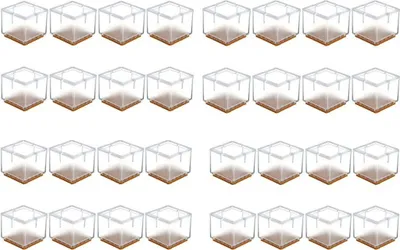 Produktbild von 32 x Stuhlbeinkappen Silikon Stuhlbein Fußboden Schutz Möbel Tischabdeckung Furniture Tisch Hocker Bein Covers Pads Protectors für 30-35MM Quadratisch Beine (Transparent)