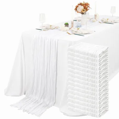 Produktbild von Käsetuch Tischläufer 15 Stück Weiß Transluzent Gaze 300x55cm für Hochzeiten & Partys