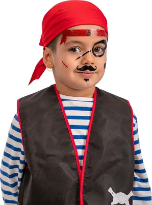 Produktbild von Piraten Klebe-Tattoos für Kinder schwarz-rot - Einheitsgröße