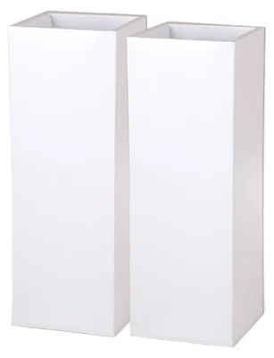 Immagine prodotto di Set da 2 vasi da fiori BLOCK in zinco bianco 24x24x65 cm