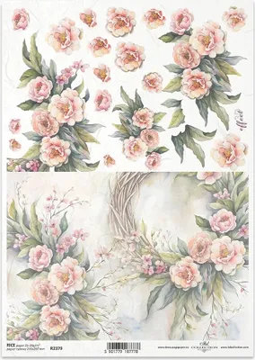 Produktbild von ITD Reispapier Decoupage Bastelpapier Serviettentechnik-R2379 Girlanden, Blumen