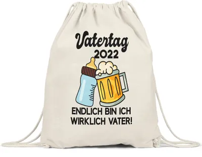 Produktbild von Vatertag 2022 Tasse  Papa Geschenk Lustig Spruch Herrentag Endlich bin ich wirklich Vater Turnbeutel Gymsack