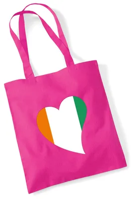 Produktbild von Huuraa Jutebeutel Elfenbeinküste Flagge Herz 10 Liter Fuchsia Baumwolle Tasche Geschenkidee