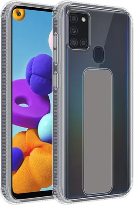 Produktbild von Cadorabo Schutzhülle für Samsung Galaxy A21s Hülle in Grau Etui TPU Silikon Case Cover Standfunktion