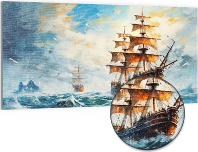 Produktbild von DEQORI Hybrid Leinwand Bild 100x50 cm 'Stürmische See' Wandbild Glas flach modern