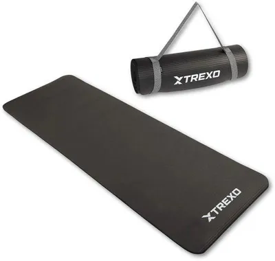 Zdjęcie produktu dla Mata treningowa o wymiarach 183 x 61 cm - czarna - z antypoślizgową powierzchnią - idealna do treningu fitness