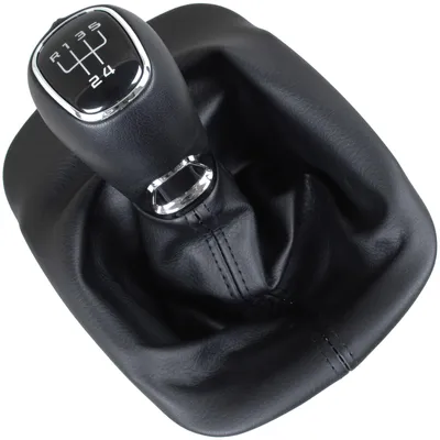 Produktbild von Skoda Octavia I 1996- Schaltknauf aus schwarzem Leder + Schaltmanschette mit Rahmen, 5 Gänge