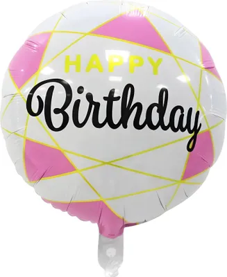 Immagine prodotto di Palloncino in foil Happy Birthday rotondo 45 cm, motivo bianco rosa giallo