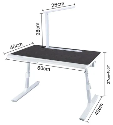 Produktbild von Laptop-Betttisch - Tragbarer Tisch - Höhen- & Neigungsverstellbar - LED-Lampe - Schublade - Tablet-Halterung - Holz - Schwarz