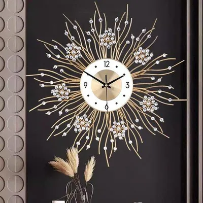 Zdjęcie produktu dla Duży, nowoczesny, cichy zegar ścienny, elegancki wzór z cynii, okrągły zegar bez tykania, duży żelazny zegar ścienny do salonu, przedpokoju, biura lub kawiarni, 50 cm