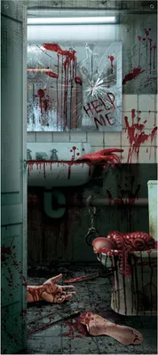 Produktbild von Halloween Türdeko Serienkiller im Badezimmer 80x180cm