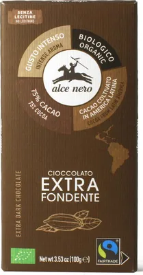 CZEKOLADA GORZKA 75 % FAIR TRADE BEZGLUTENOWA BIO 100 g - ALCE NERO