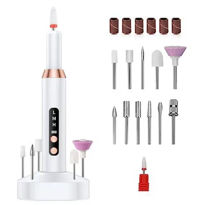Produktbild von Elektrische Nagelfeile mit Bohrspitzen – Professionelle Nagelfeile zum Schleifen und Polieren, zur Entfernung von Hornhaut, für Kunstnägel, Schleifsti
