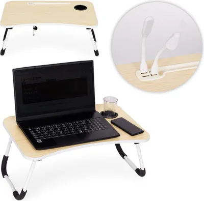 Produktbild von Laptopständer faltbares Tablett 60x40 cm Lampe Ventilator ModernHome