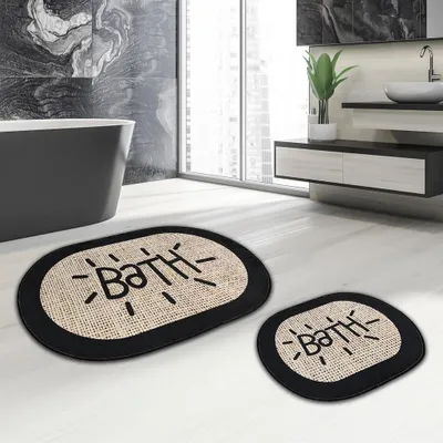 Produktbild von Miqna 2-tlg. rutschfestes Badteppich Set , waschbar (60x100 & 50x60 cm)