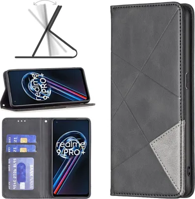 Produktbild von Mobigear Rhombus Slim  Realme 9 Pro Plus Hülle Klapphülle - Schwarz