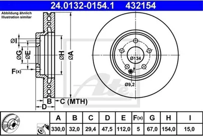 Produktbild von ATE Bremsscheibe  24.0132-0154.1