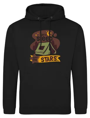 Produktbild von Huuraa Uni Hoodie Sleep under the stars Zelt M Deep Black Vegan Sweatshirt Geschenkidee