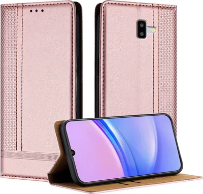 Produktbild von Handyhülle für Samsung Galaxy J6 Plus Leder Flip Klappbare Schutzhülle mit Standfunktion Pink