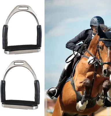Productafbeelding van Paard Stijgbeugels - Rijbeugels Opstapbeugels - Paardrijden Comfort - Antislip Rubber Pad - 32 x 10 x 8 cm - Zilver