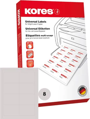 Zdjęcie produktu dla Kores L9767NP, Biały, Uniwersalne, Prostokąt, A4, 100 ark., Atramentowa