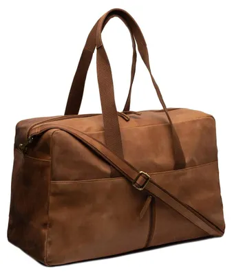 Produktbild von Beocca Milo Leder-Reisetasche, aus pflanzlich gegerbtem Leder, Handgepäck-Format, Wochenendtasche, handgefertigt, Cognac
