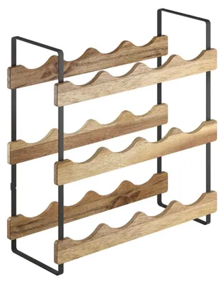 Flessenrek 3 Etagen, Metall & Acaciaholz, 39x15x36 cm
