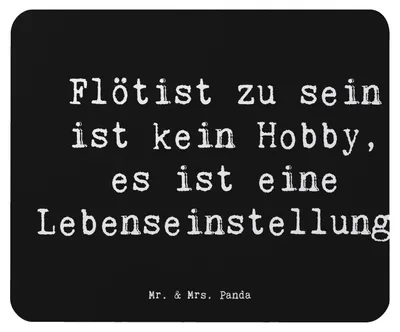 Produktbild von Mr. & Mrs. Panda Mouse Pad Spruch Flöte Lebensgefühl - Schwarz - Geschenk, Musiker, Lernen, Windinstrument, laptop mousepad, Musik, Mauspad, Lebenseinstellung, Musizieren