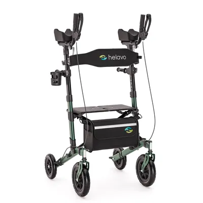 Produktbild von Helavo Outdoor Arthritis Stand up Rollator mit gepolsterten Unterarmstützen, Pannensicheren Vollgummireifen für den Außenbereich