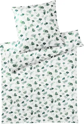 Produktbild von elegante Mako-Satin Bettwäsche-Garnitur Ginko Farbe Green Größe 200x220+2x80x80