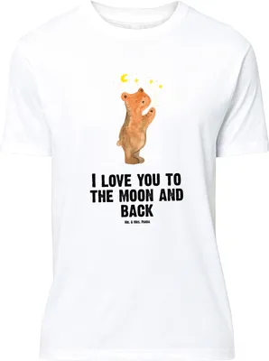 Produktbild von Mr. & Mrs. Panda Größe XL T-Shirt Verliebter Bär - Weiß - Geschenk, Partner, Shirt, Teddy, Tshirt, mit Spruch, To The Moon And Back, Verliebte