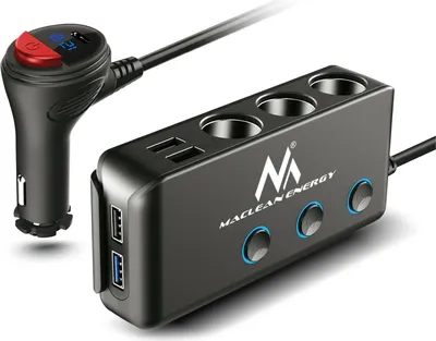 Produktbild von KFZ-Verteiler Ladeadapter Zigarettenanzünder USB-Anschlüsse LED-Voltmeter 12/24V