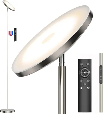 Produktbild von ANTENLICHT 30W LED Stehleuchte Stehlampe Leselampe Dimmbar Silber 3330lm mit Fernbedienung Deckenfluter 3000K-6000K