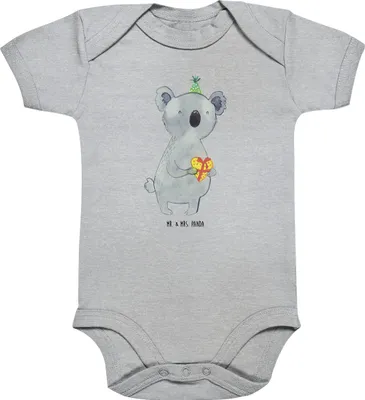 Produktbild von Mr. & Mrs. Panda Strampler Baby Koala Geschenk 3. - 6. Monat - Heather Grey - Geburtstag, Babybody, Party, overall, Einteiler, Babystrampler