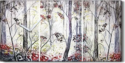 Produktbild von Leinwand Wanduhr Wandkunst Uhr 60x30 Malerei Abstrakte Wald Bäume Blätter Kunst - weiße Hände